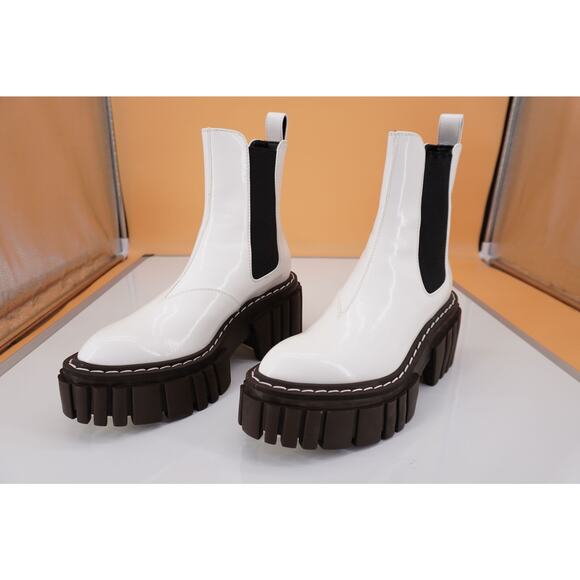 Stella McCartney Emilie Lug Wood Platform Chelsea Boot SZ 35 New White - Picture 9 of 11